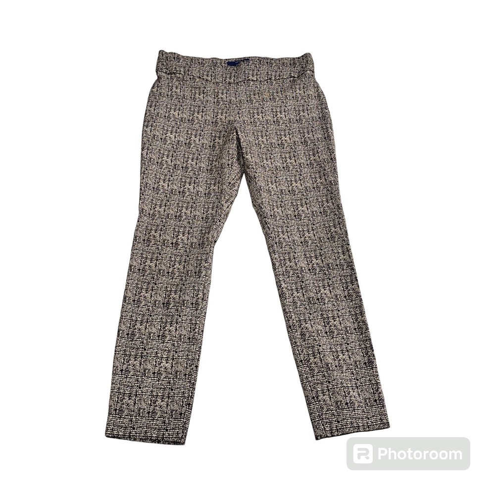 Apt.9 Brynn Pull-On Pants Womens‎ 12 Black Whit Geometric Stretch Comfort 32X28